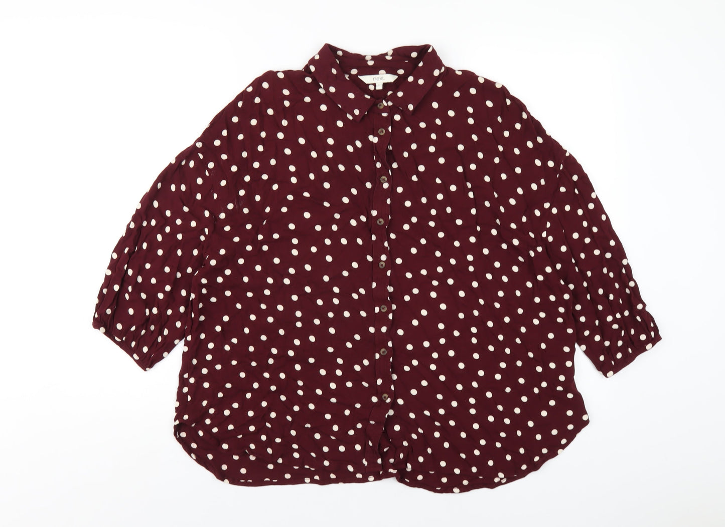 NEXT Womens Purple Polka Dot Viscose Basic Button-Up Size 12 Collared