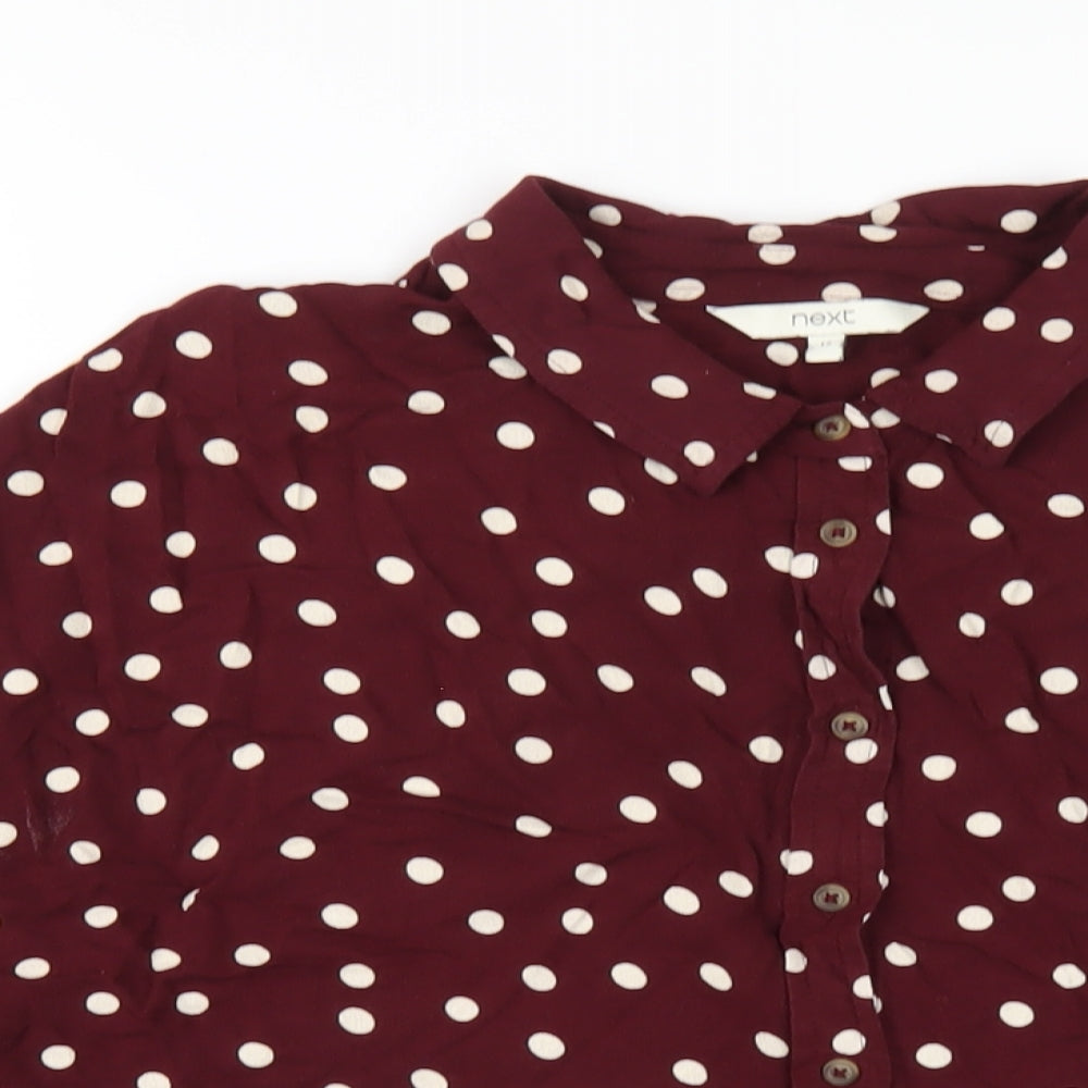NEXT Womens Purple Polka Dot Viscose Basic Button-Up Size 12 Collared