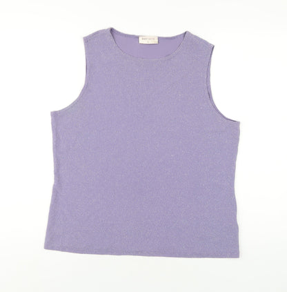 Bonmarché Womens Purple Nylon Basic T-Shirt Size L Round Neck