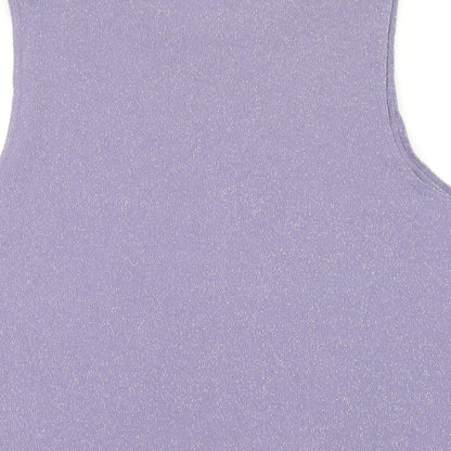 Bonmarché Womens Purple Nylon Basic T-Shirt Size L Round Neck