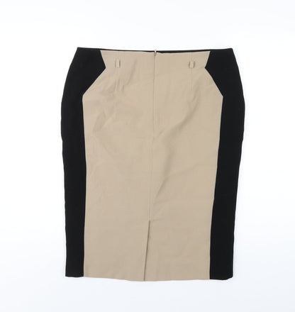Back view of Principles women’s brown polyester straight & pencil skirt, size UK 14, zip