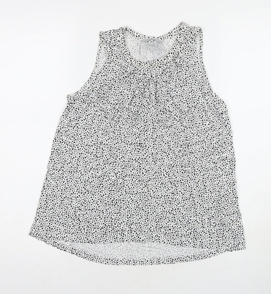 H&M Womens White Geometric Viscose Basic Tank Size XS Round Neck