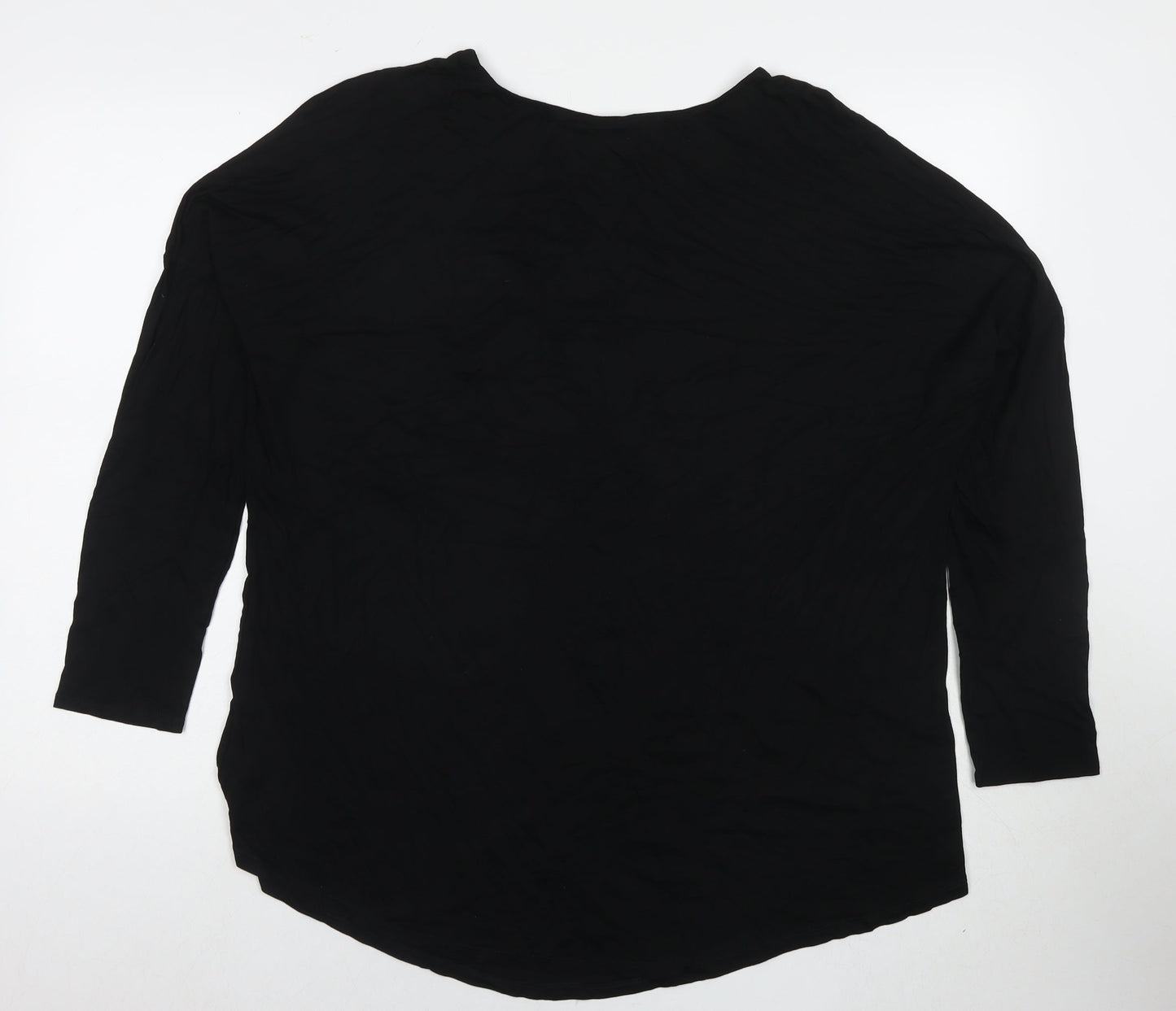 Wallis Womens Black Viscose Basic T-Shirt Size L Round Neck - Heart