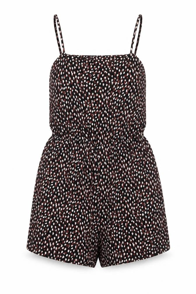 H&M Womens Black Geometric Viscose Playsuit One-Piece Size S L3 in Pullover