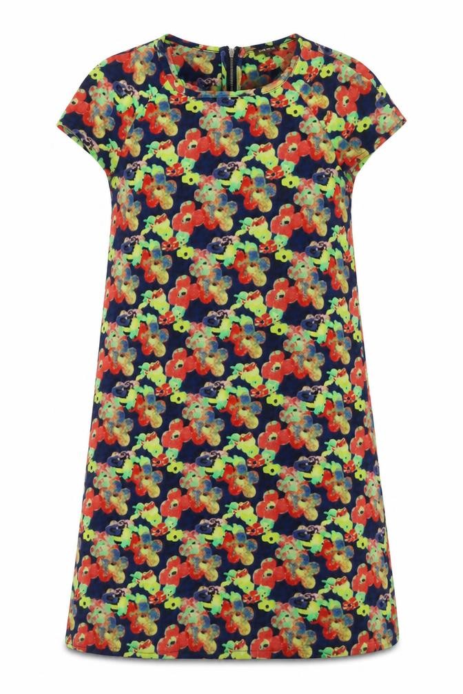 River Island Womens Multicoloured Floral Polyester A-Line Size 10 Round Neck Zip