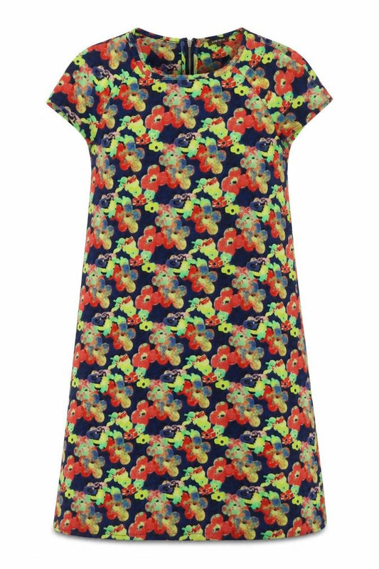 River Island Womens Multicoloured Floral Polyester A-Line Size 10 Round Neck Zip