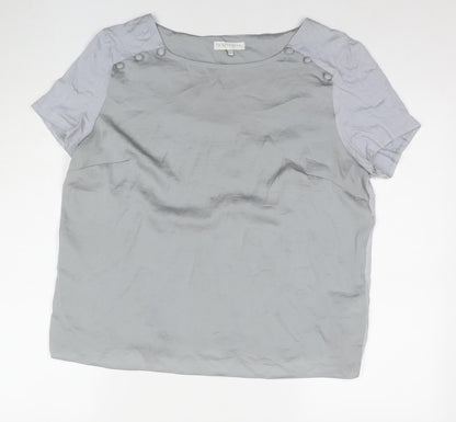RJR.John Rocha Womens Grey Polyester Basic T-Shirt Size 16 Round Neck