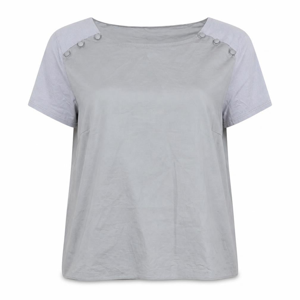 RJR.John Rocha Womens Grey Polyester Basic T-Shirt Size 16 Round Neck