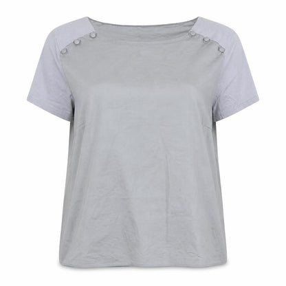 RJR.John Rocha Womens Grey Polyester Basic T-Shirt Size 16 Round Neck