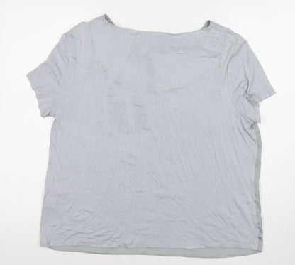 RJR.John Rocha Womens Grey Polyester Basic T-Shirt Size 16 Round Neck