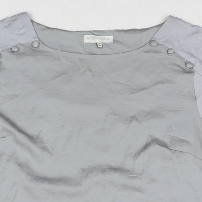 RJR.John Rocha Womens Grey Polyester Basic T-Shirt Size 16 Round Neck