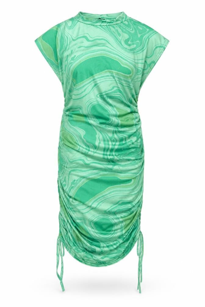 PRETTYLITTLETHING Womens Green Geometric Polyester Bodycon Size 8 Round Neck Pullover