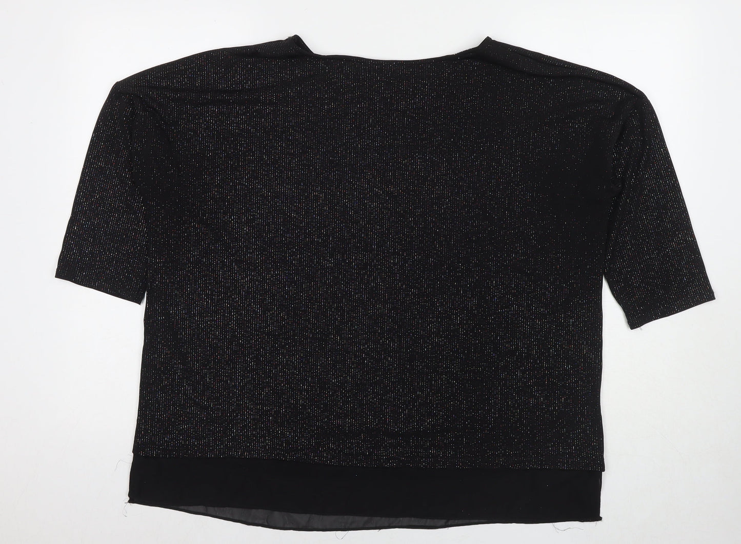 Wallis Womens Black Polyester Basic Blouse Size L Round Neck