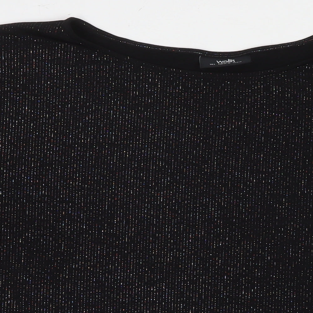 Wallis Womens Black Polyester Basic Blouse Size L Round Neck