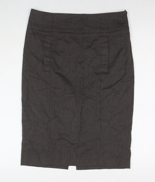 Zara Womens Brown Polyester Straight & Pencil Skirt Size L Zip