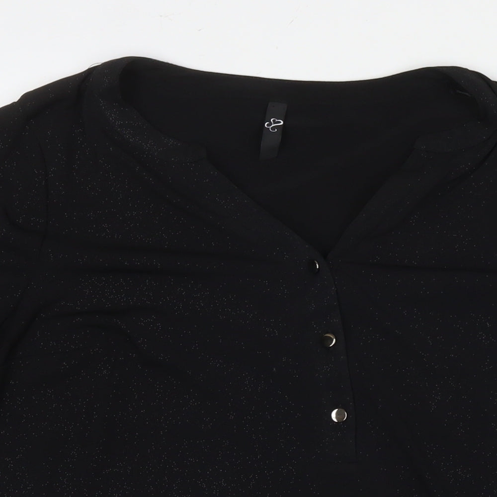 Arcadia Womens Black Polyester Basic Blouse Size 20 V-Neck
