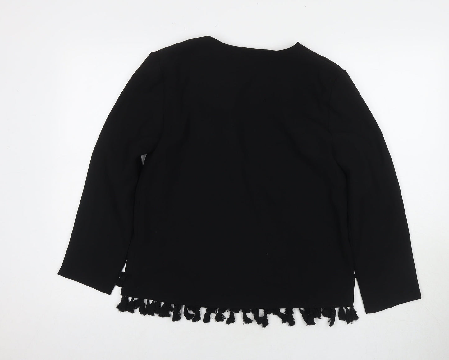 Zara Womens Black Polyester Basic Blouse Size S Round Neck