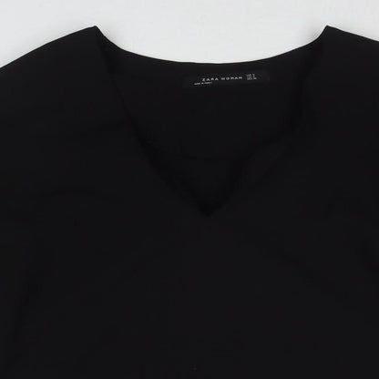 Zara Womens Black Polyester Basic Blouse Size S Round Neck