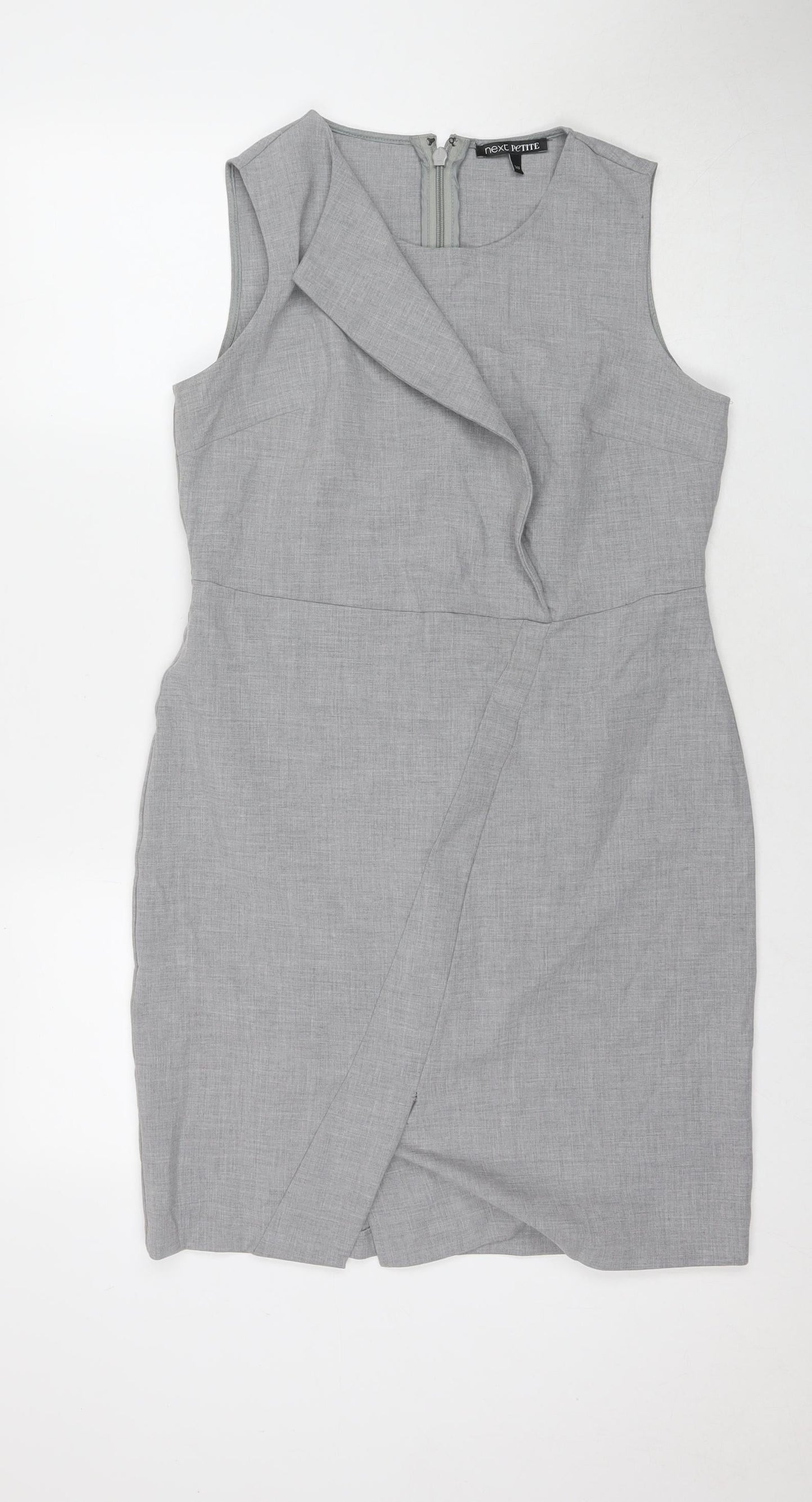 NEXT Womens Grey Polyester A-Line Size 14 Round Neck Zip