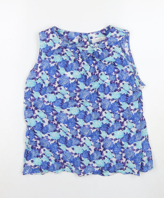 Wallis Womens Blue Floral Cotton Basic Button-Up Size 16 Collared