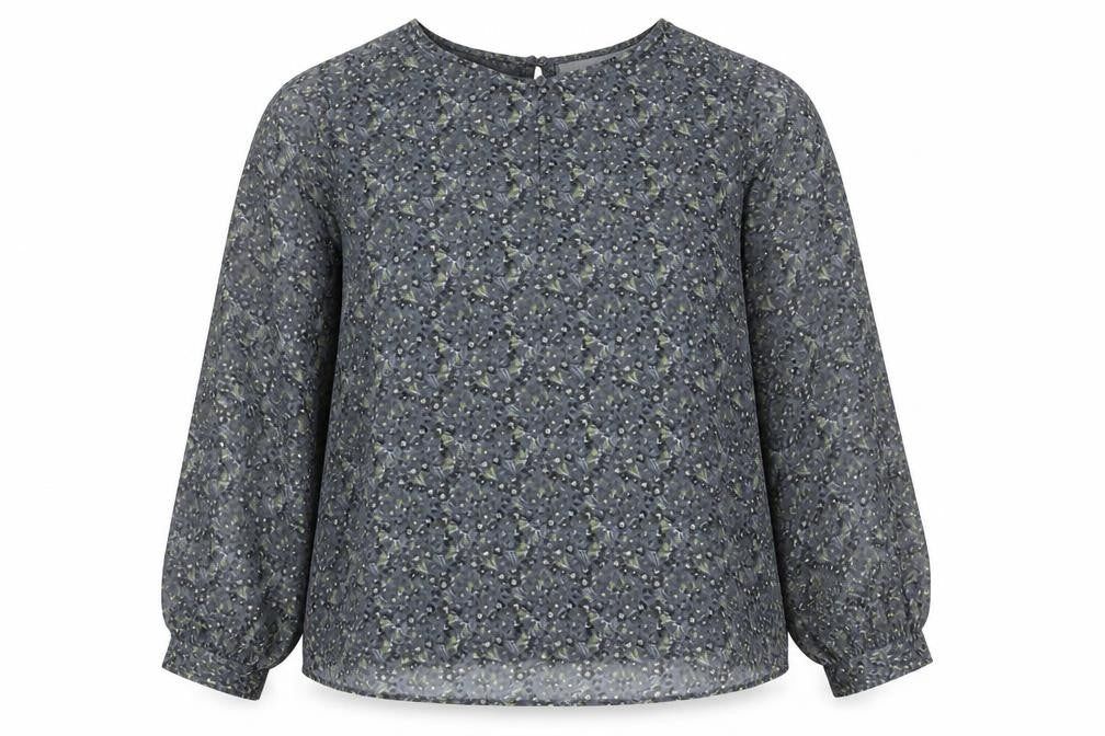 NEXT Womens Grey Floral Polyester Basic Blouse Size 18 Round Neck