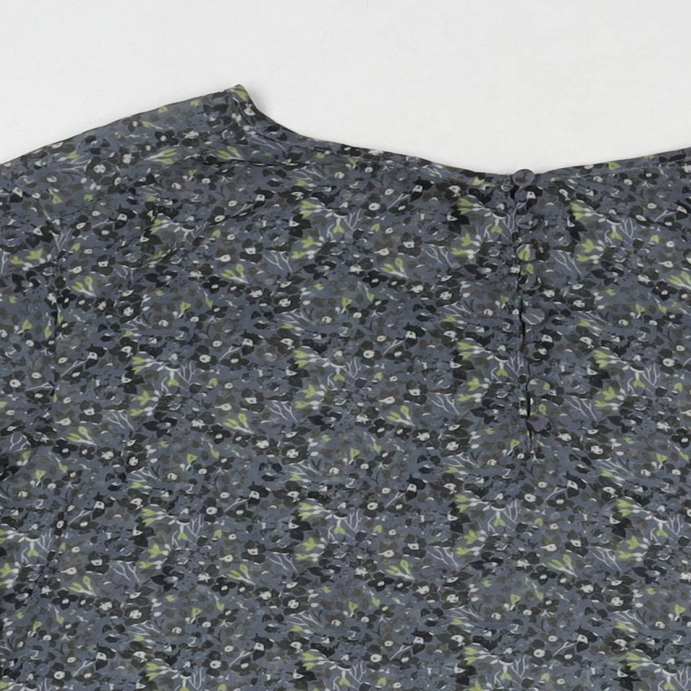 NEXT Womens Grey Floral Polyester Basic Blouse Size 18 Round Neck