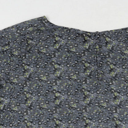 Next Womens Grey Floral Polyester Basic Blouse Size 18 Round Neck