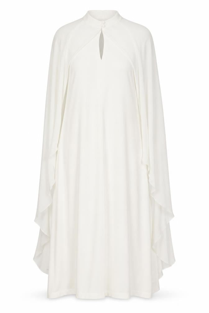 KON KON Womens White Polyester A-Line Size M Round Neck Button
