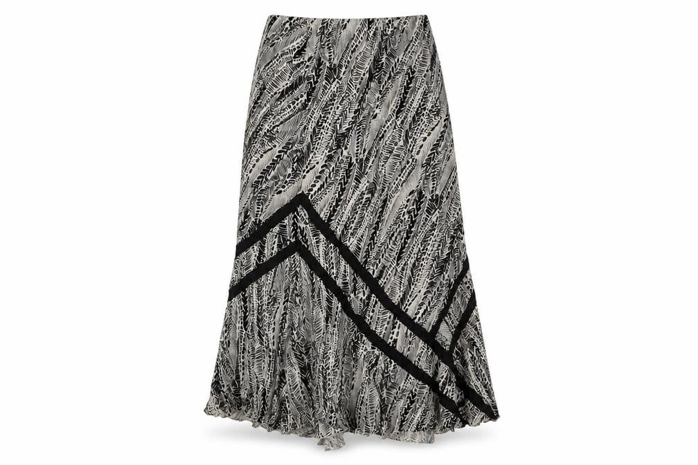 Marks & Spencer Womens Brown Geometric Linen Maxi Skirt Size 14