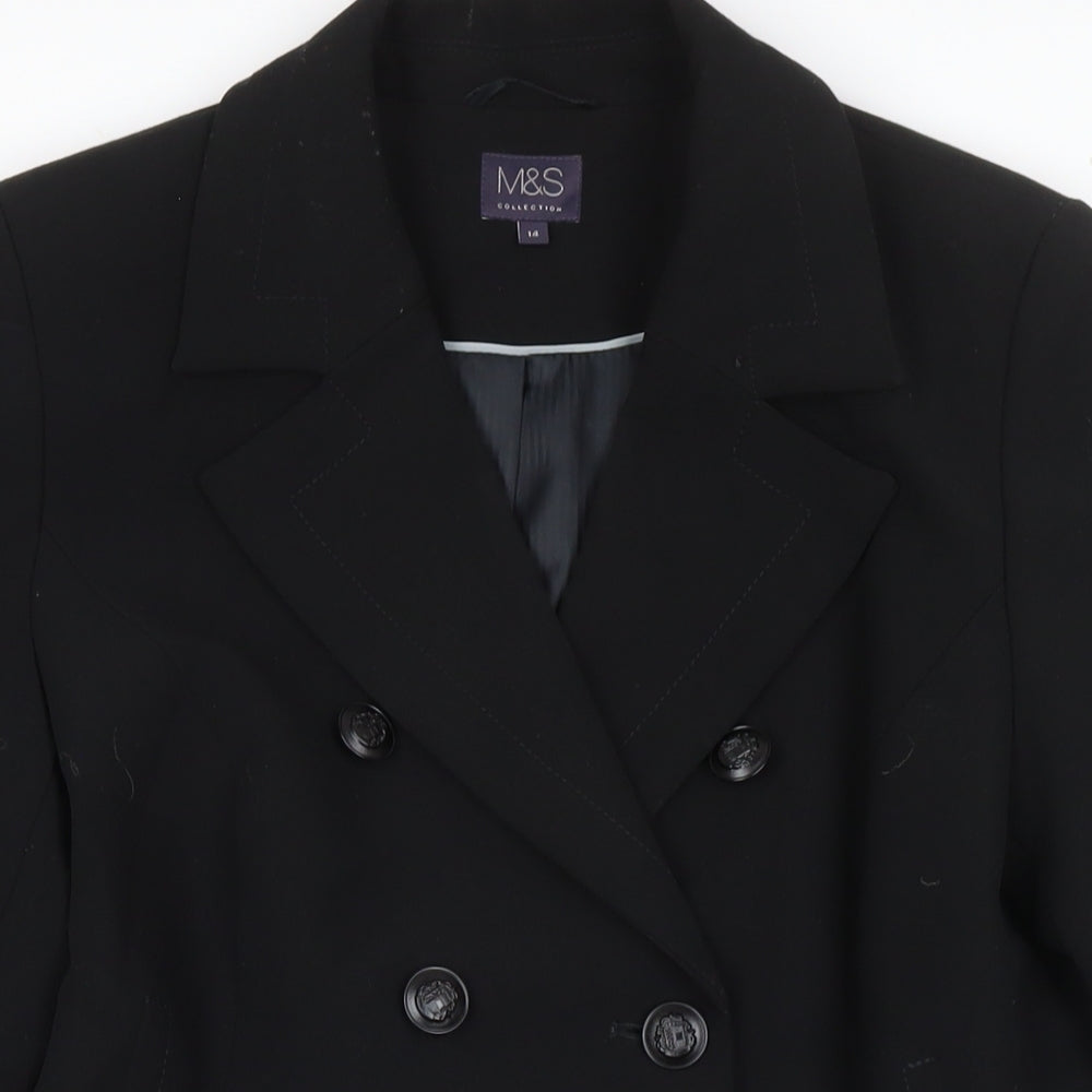 Marks and Spencer Womens Black Jacket Blazer Size 14 Button
