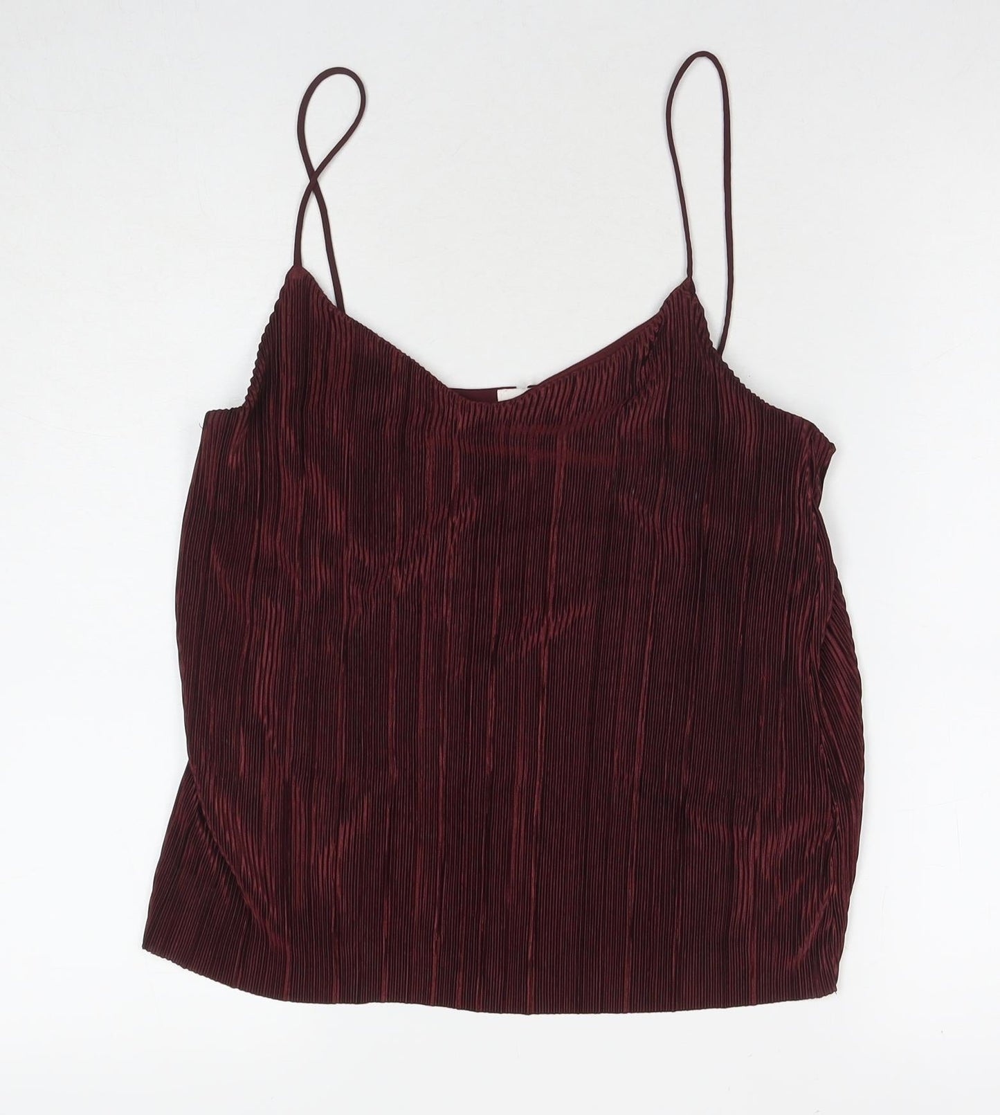 H&M Womens Red Polyester Basic Tank Size S V-Neck