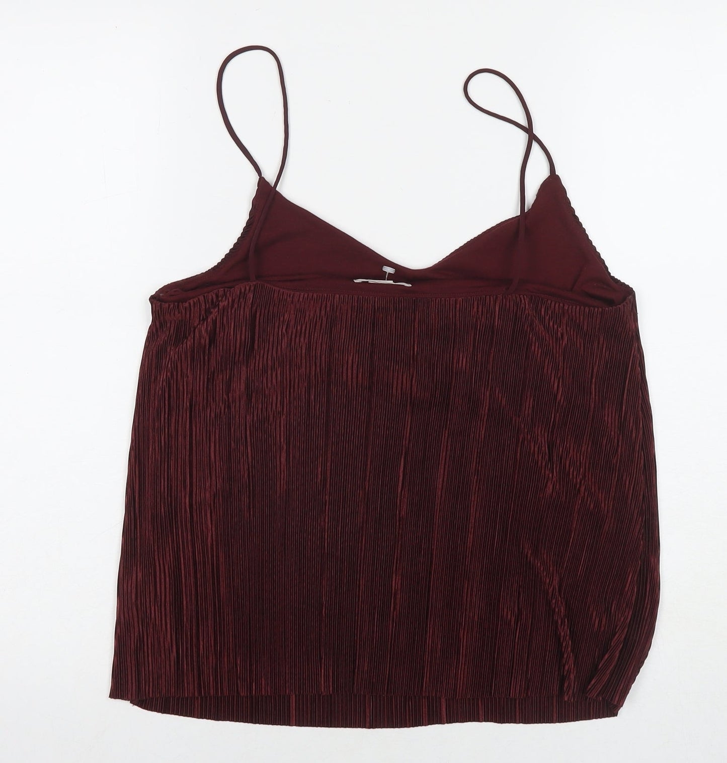 H&M Womens Red Polyester Basic Tank Size S V-Neck