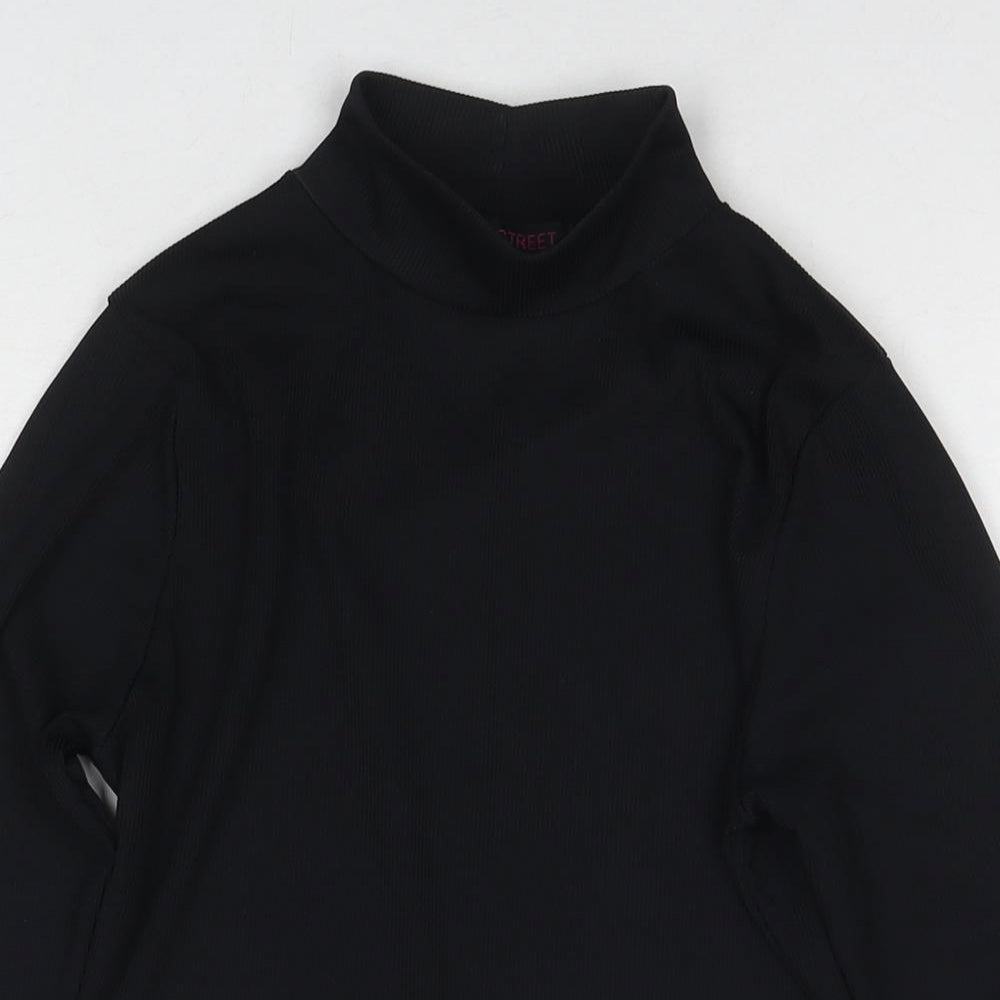 Edge Street Womens Black Polyester Basic T-Shirt Size 10 Round Neck