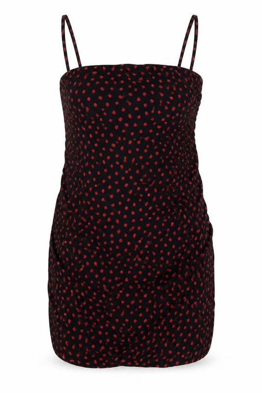 Motel Rocks Womens Black Geometric Viscose Tank Dress Size M Square Neck Zip