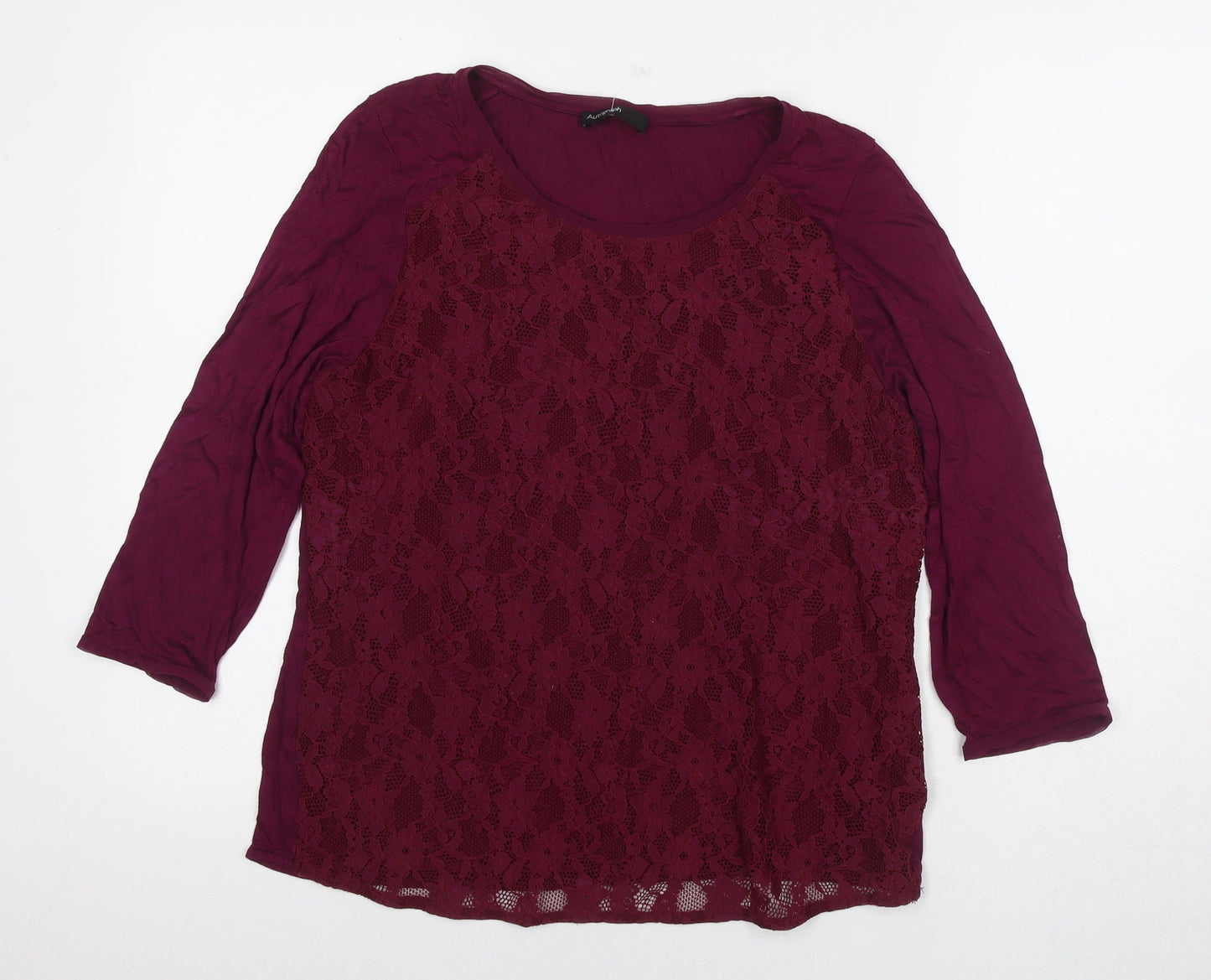 Marks and Spencer Womens Purple Viscose Basic Blouse Size 16 Round Neck