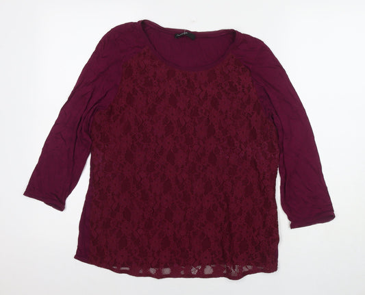 Marks and Spencer Womens Purple Viscose Basic Blouse Size 16 Round Neck