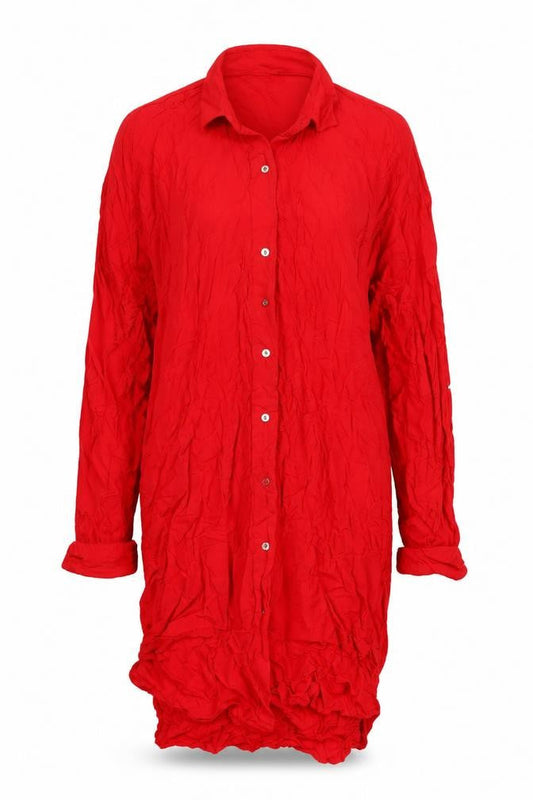 Zara Womens Red Viscose Shirt Dress Size S Collared Zip