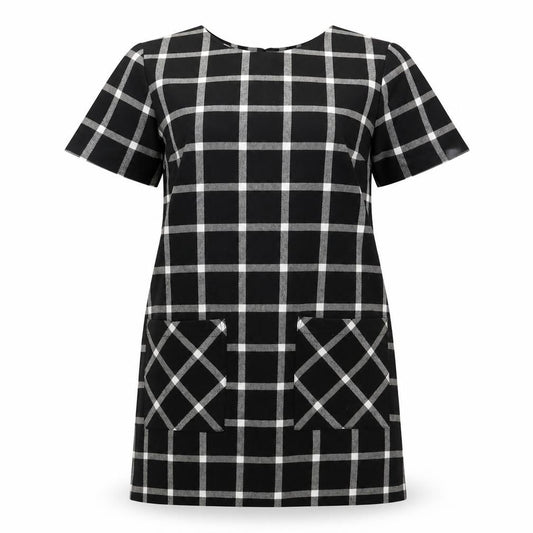 FOREVER 21 Womens Black Check Polyester A-Line Size M Round Neck Pullover