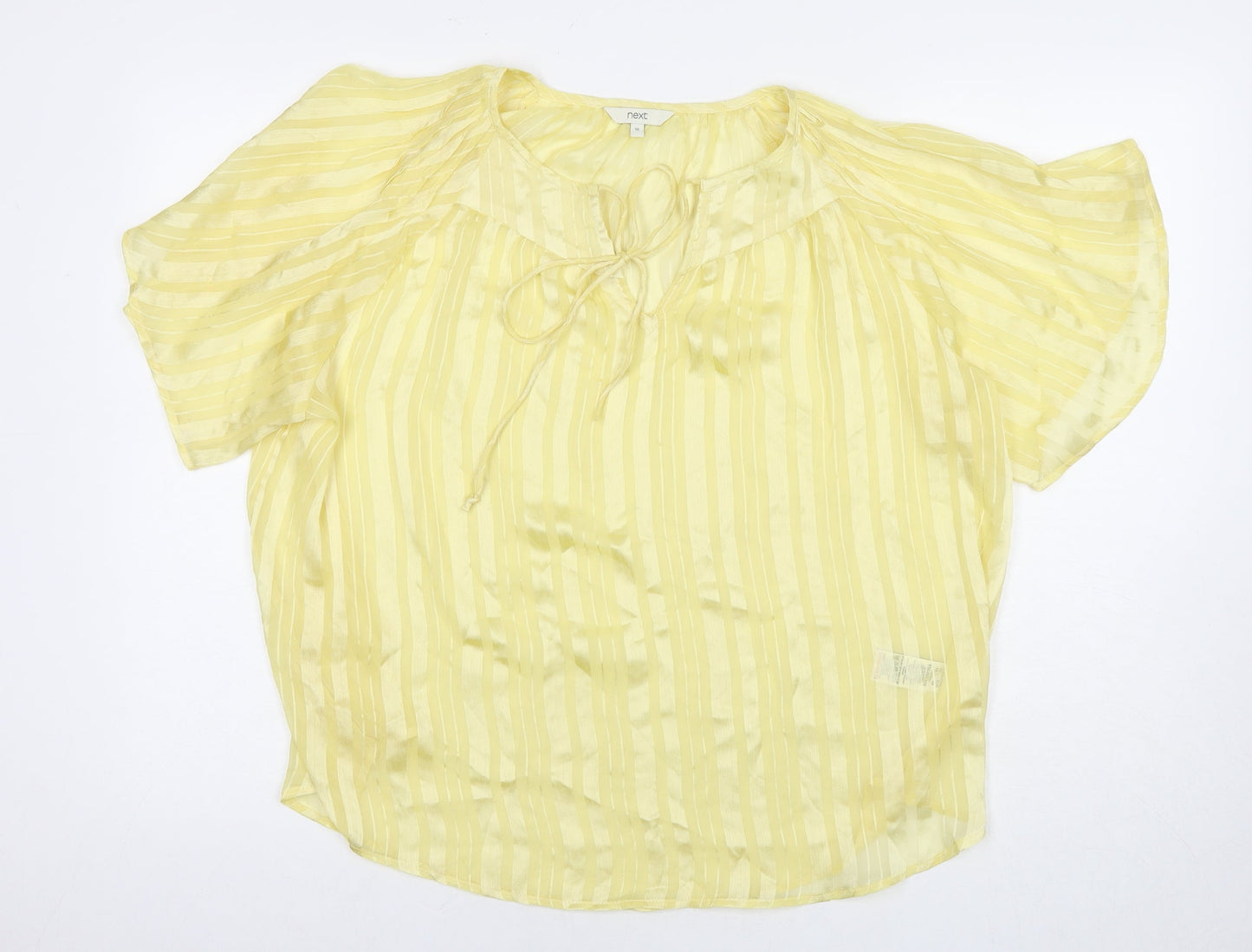 NEXT Womens Yellow Polyester Basic T-Shirt Size 10 V-Neck