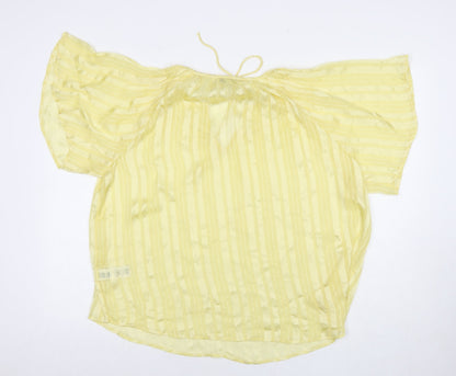 Next Womens Yellow Polyester Basic T-Shirt Size 10 V-Neck