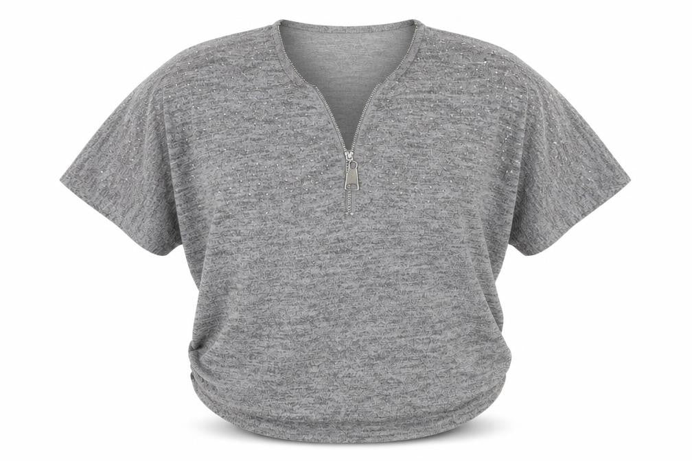 Blue Vanilla Womens Grey V-Neck Cotton Pullover Jumper Size M - Size M/L