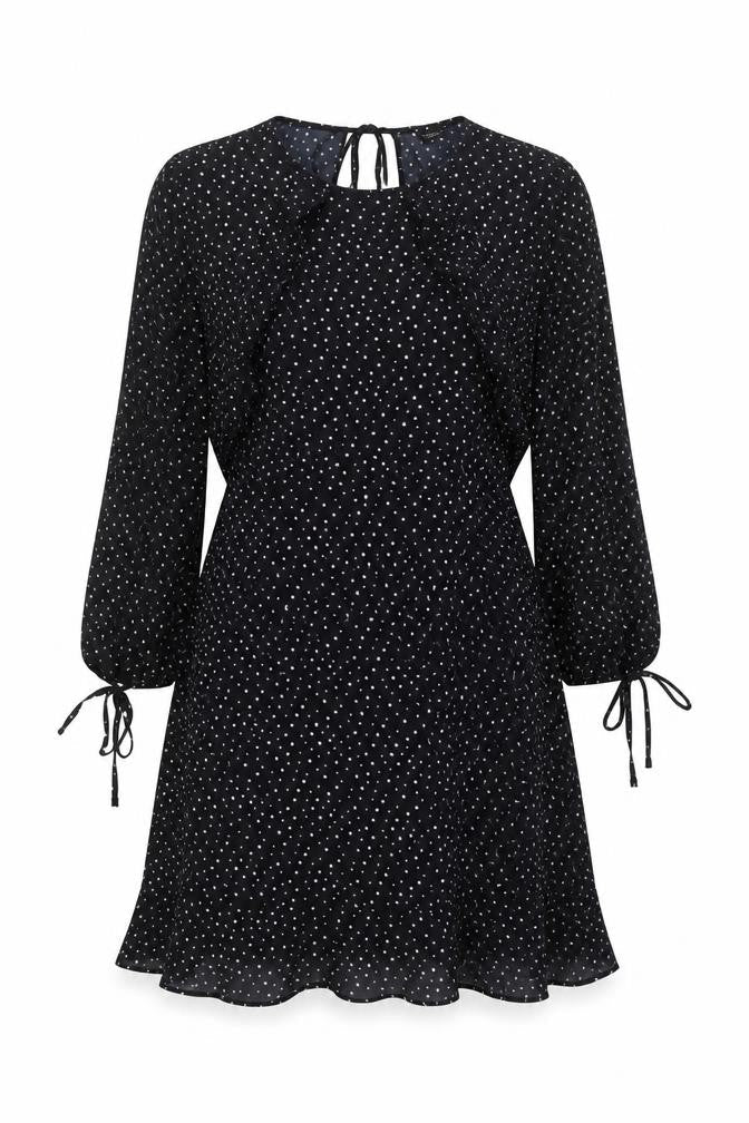 Topshop Womens Black Geometric Polyester Fit & Flare Size 12 Round Neck Pullover