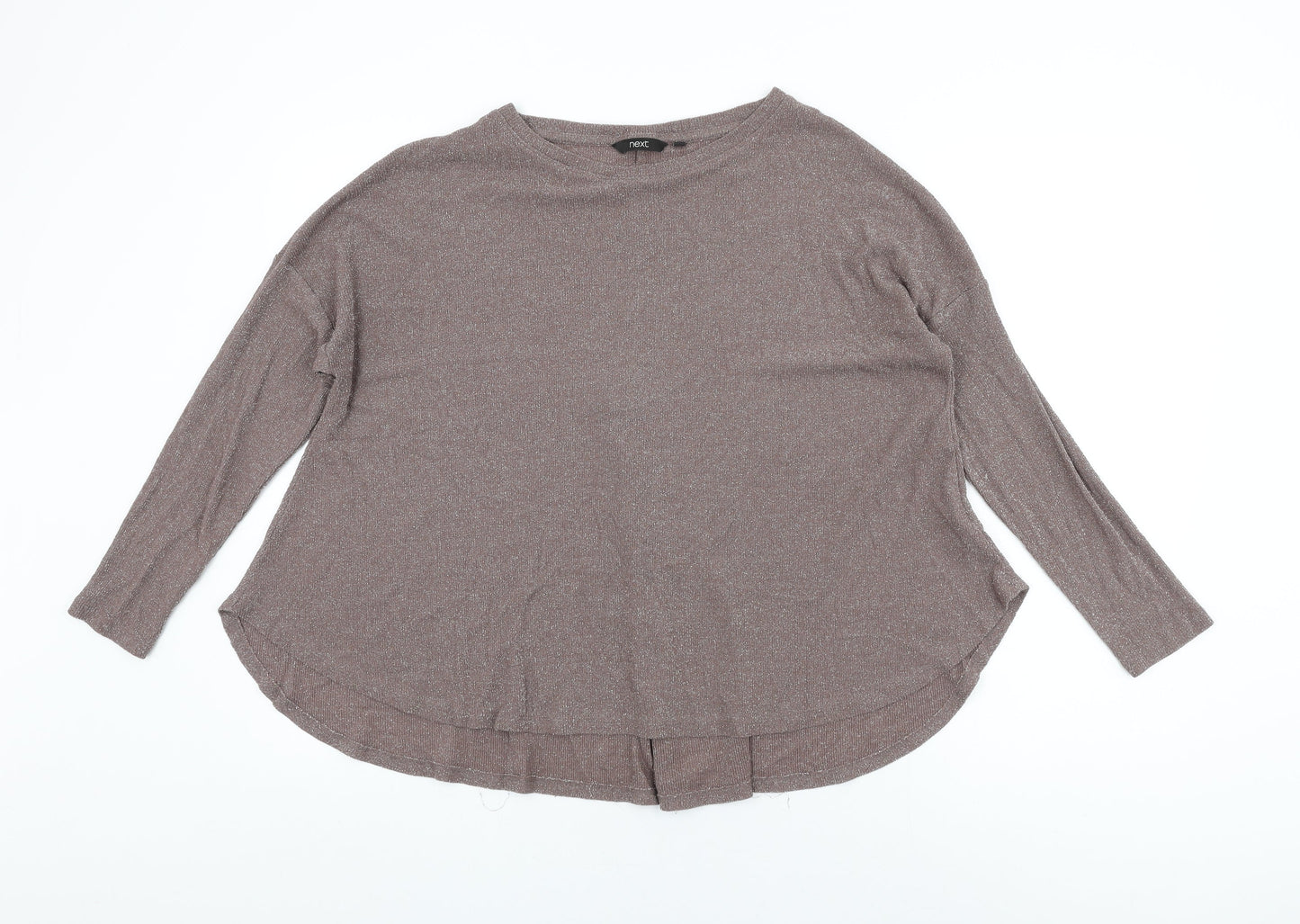 NEXT Womens Brown Viscose Basic T-Shirt Size 10 Round Neck