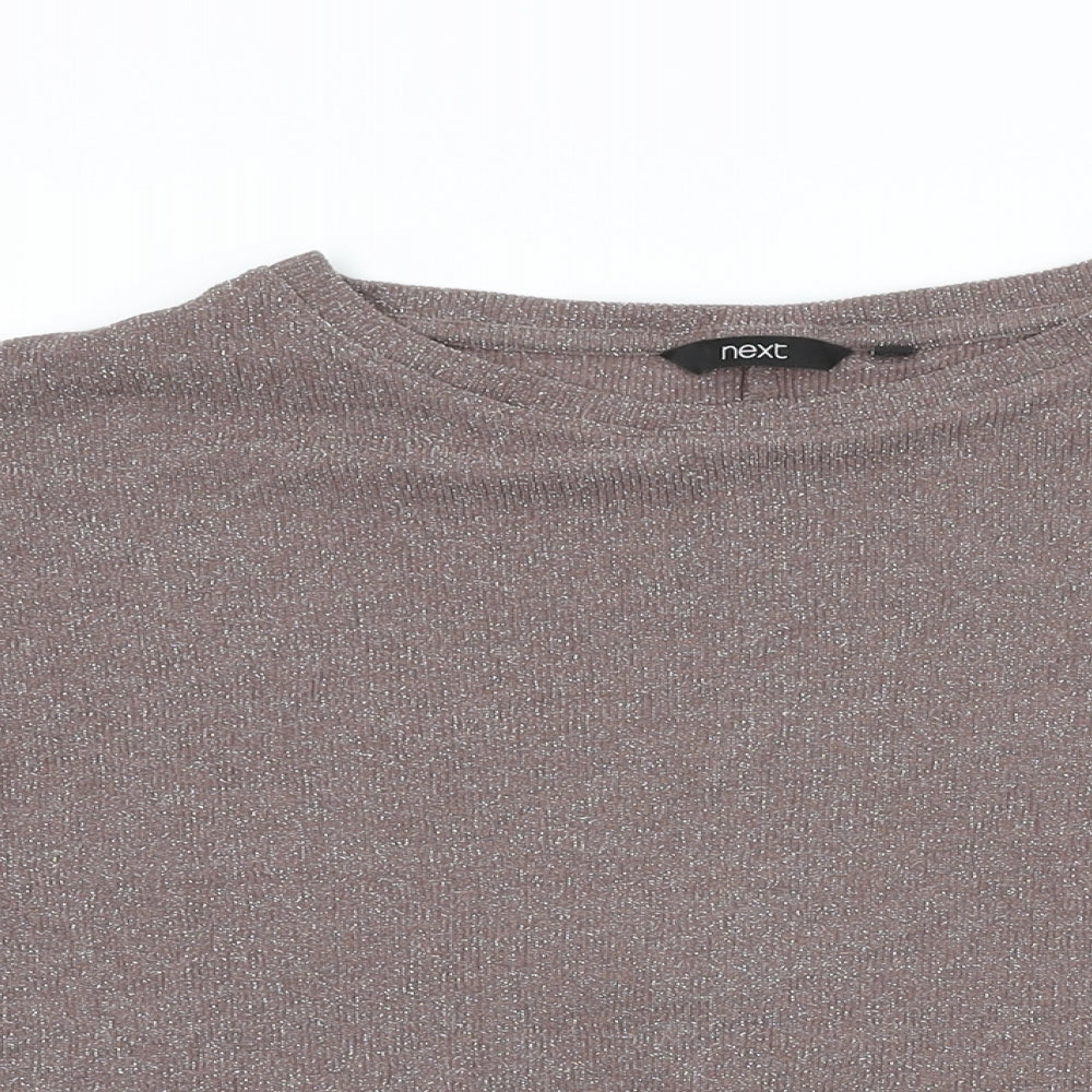 NEXT Womens Brown Viscose Basic T-Shirt Size 10 Round Neck