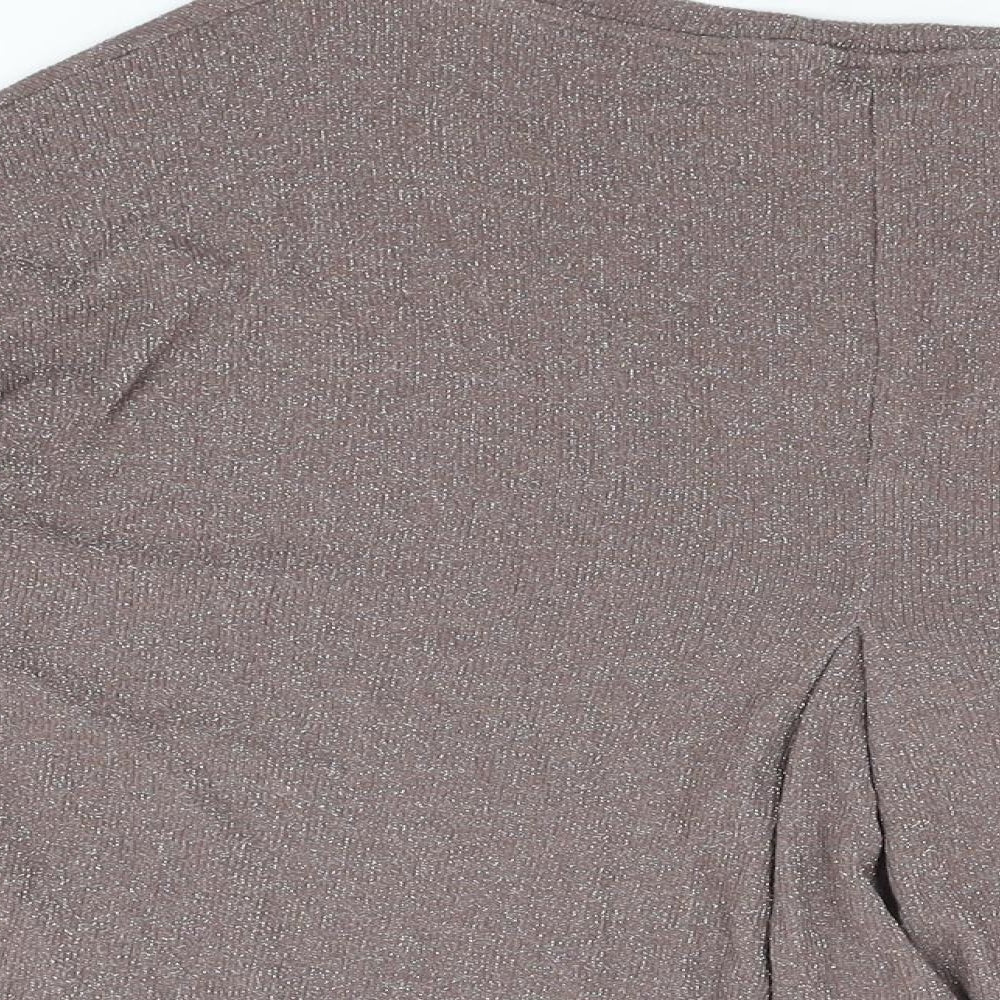 NEXT Womens Brown Viscose Basic T-Shirt Size 10 Round Neck