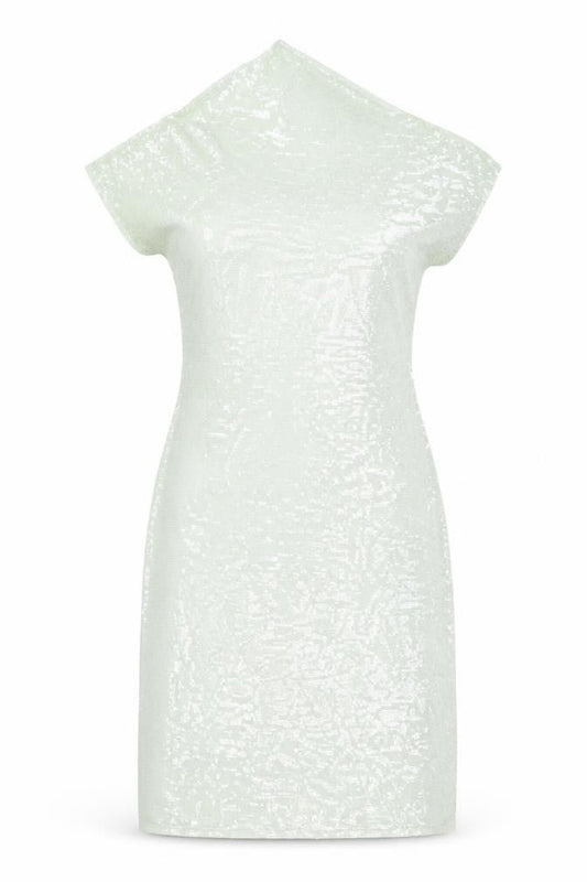 Zara Womens Green Polyester Shift Size S One Shoulder Pullover - Sequins