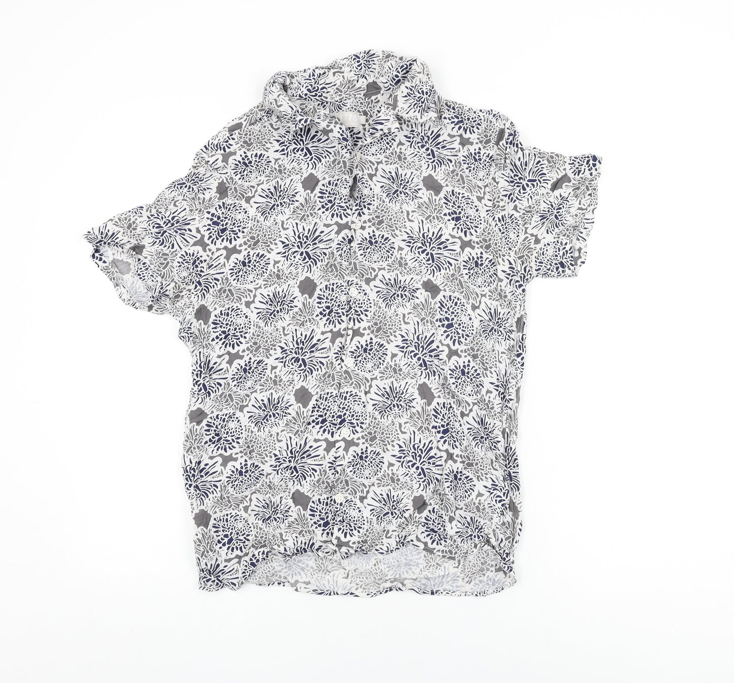 Debenhams Womens White Floral Viscose Basic Button-Up Size S Collared