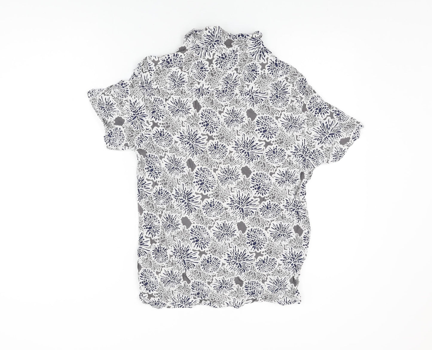 Debenhams Womens White Floral Viscose Basic Button-Up Size S Collared