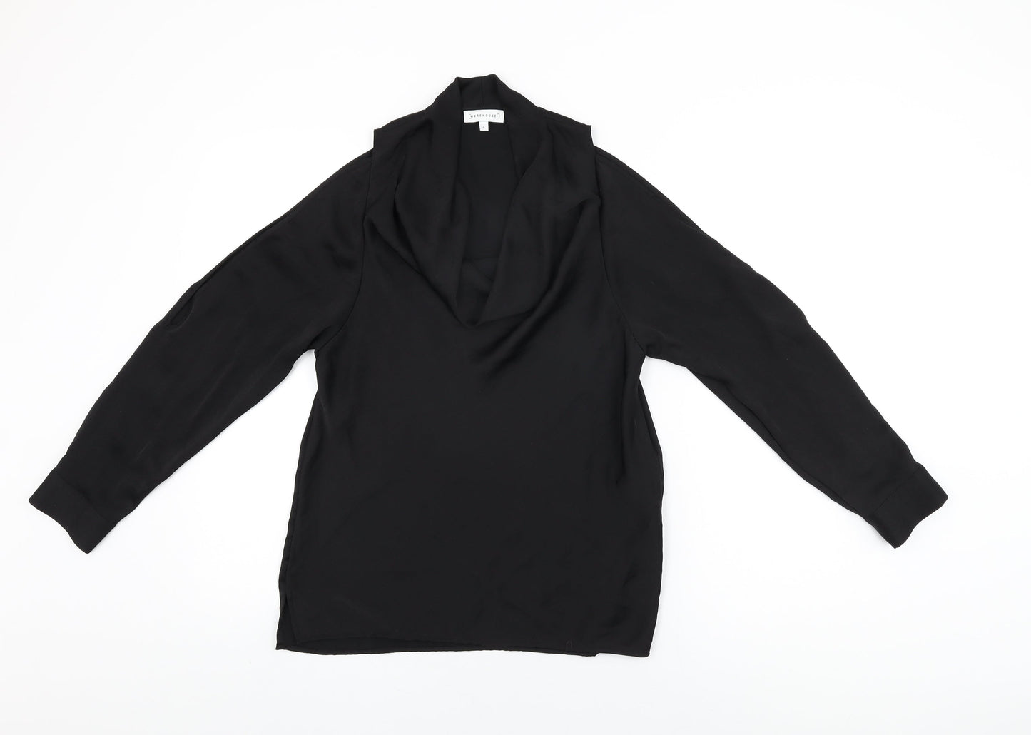 Warehouse Womens Black Polyester Basic Blouse Size 8 Cowl Neck
