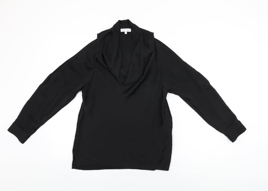 Warehouse Womens Black Polyester Basic Blouse Size 8 Cowl Neck